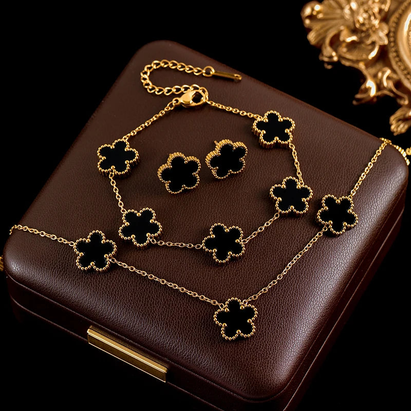 4-Color Five Leaf Clover Flower Waterproof Jewelry