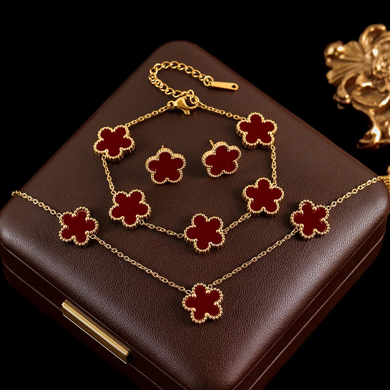 4-Color Five Leaf Clover Flower Waterproof Jewelry