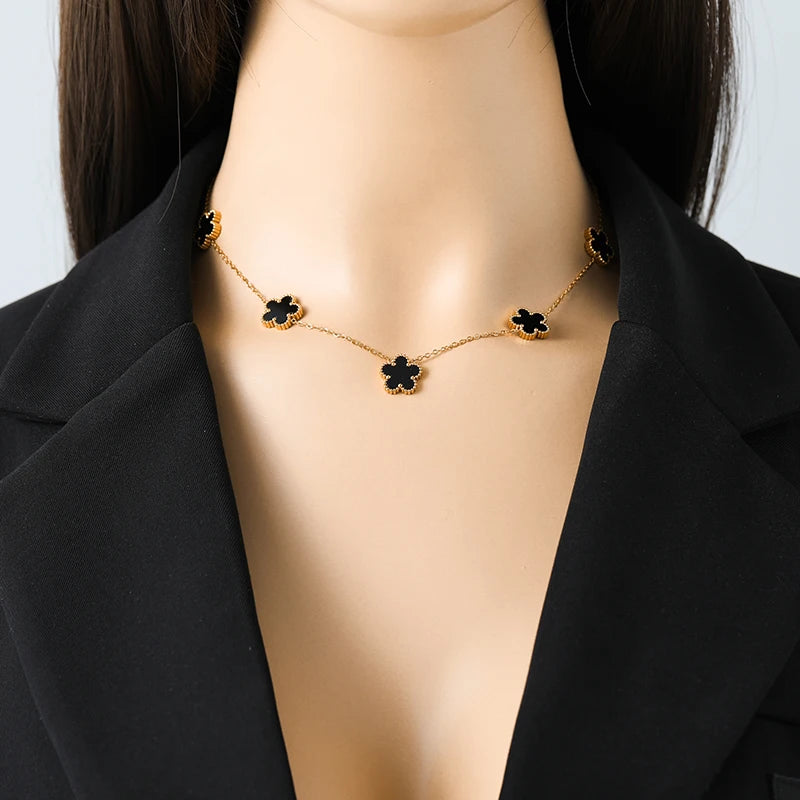 4-Color Five Leaf Clover Flower Waterproof Jewelry