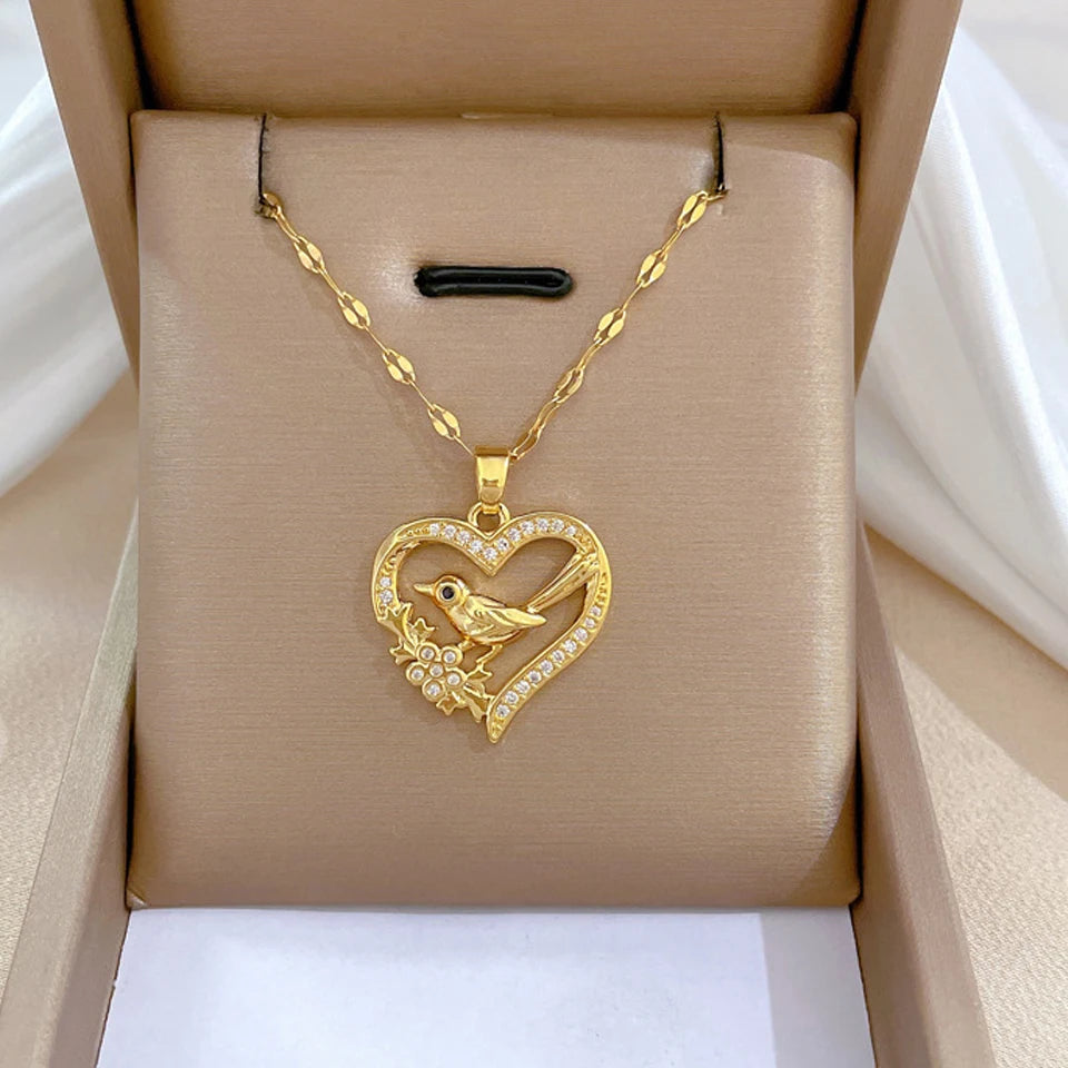 Stainless Steel No Fade Heart Necklaces