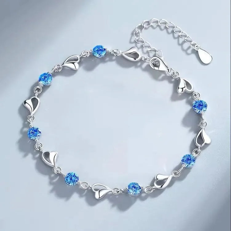 Sterling Silver Crystal Heart Set