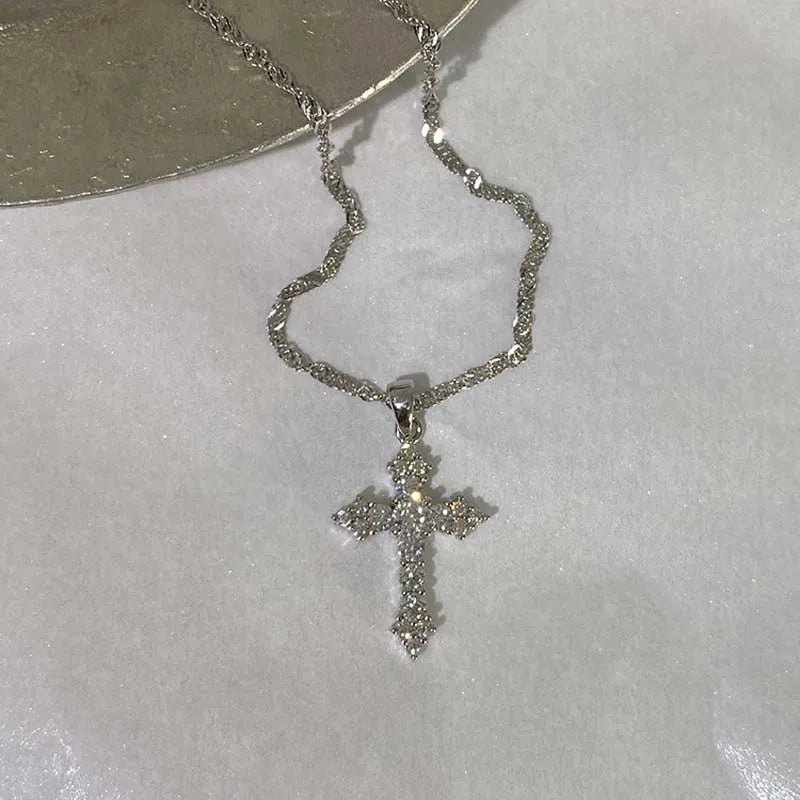 Cross Silver Color Necklace