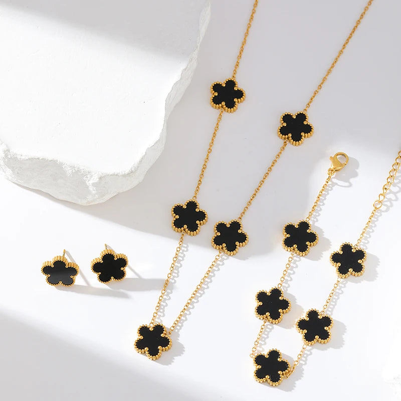 4-Color Five Leaf Clover Flower Waterproof Jewelry