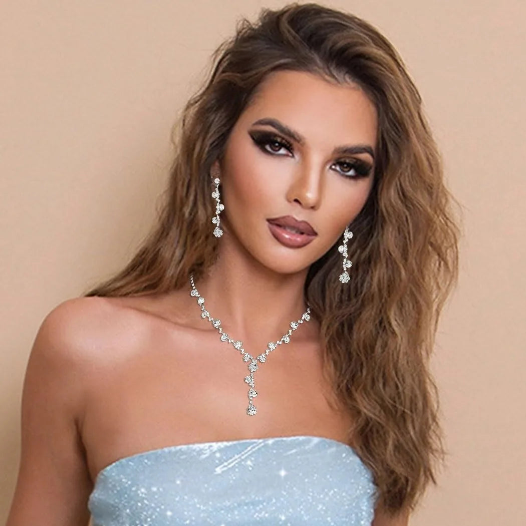 Rhinestone Silver Jewelry Set