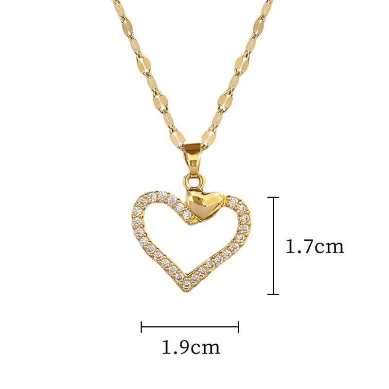 Stainless Steel No Fade Heart Necklaces