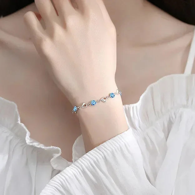 Sterling Silver Crystal Heart Set