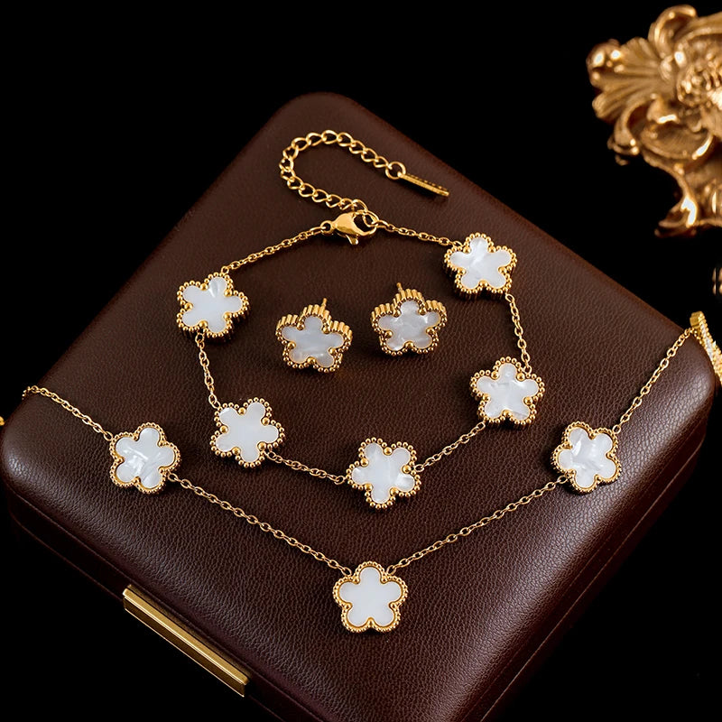 4-Color Five Leaf Clover Flower Waterproof Jewelry