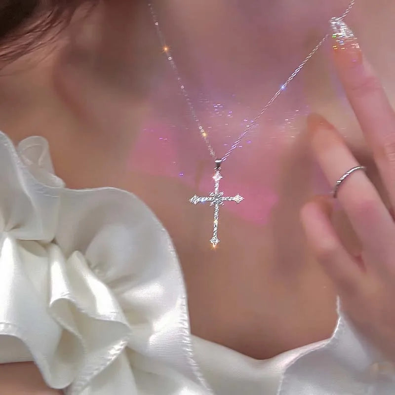Cross Silver Color Necklace