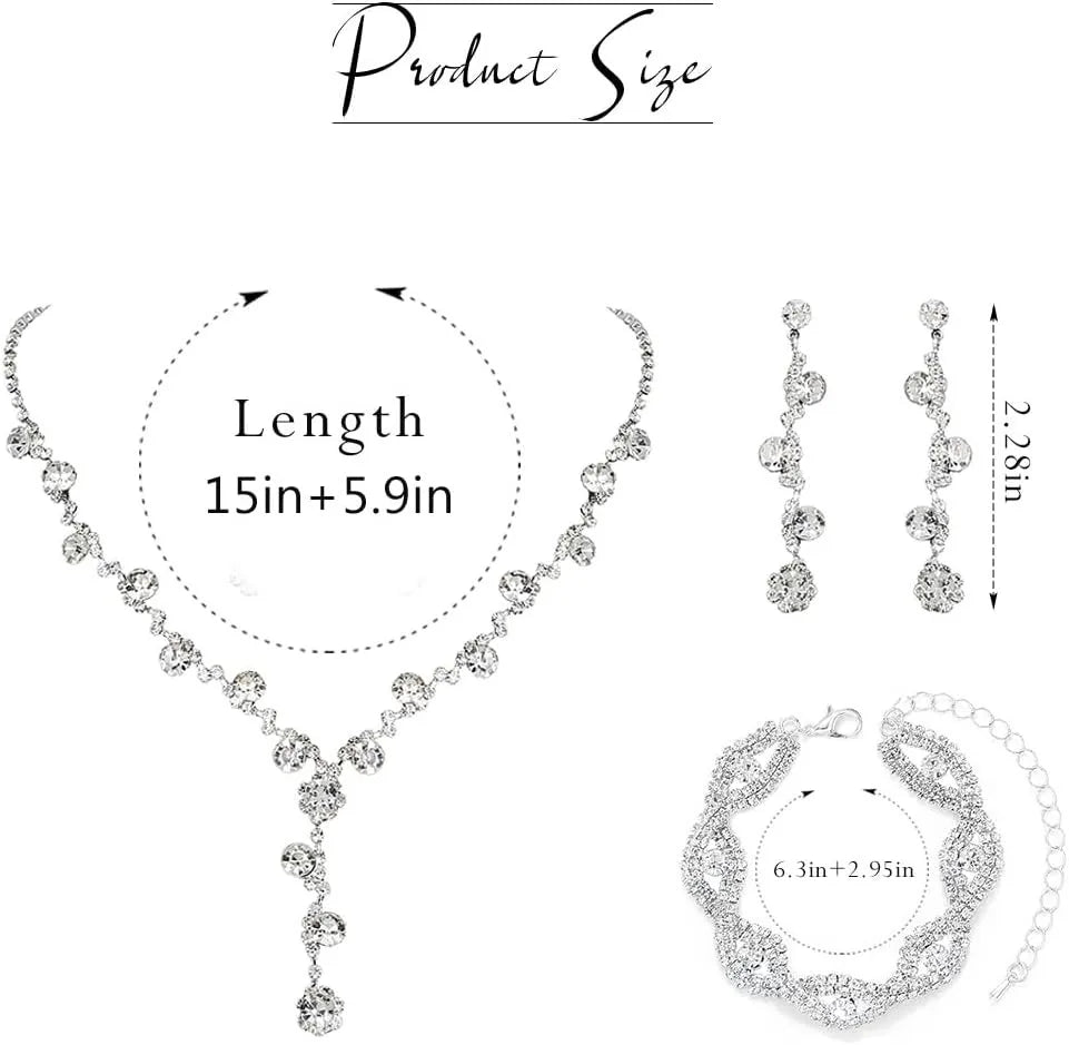 Rhinestone Silver Jewelry Set