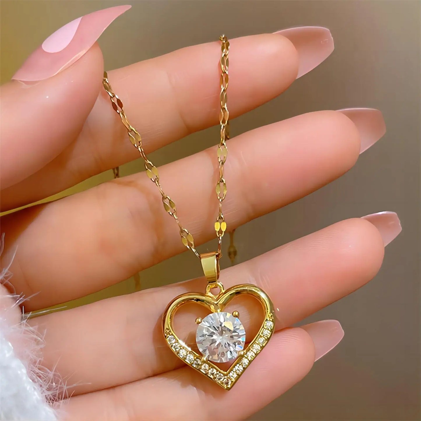 Stainless Steel No Fade Heart Necklaces