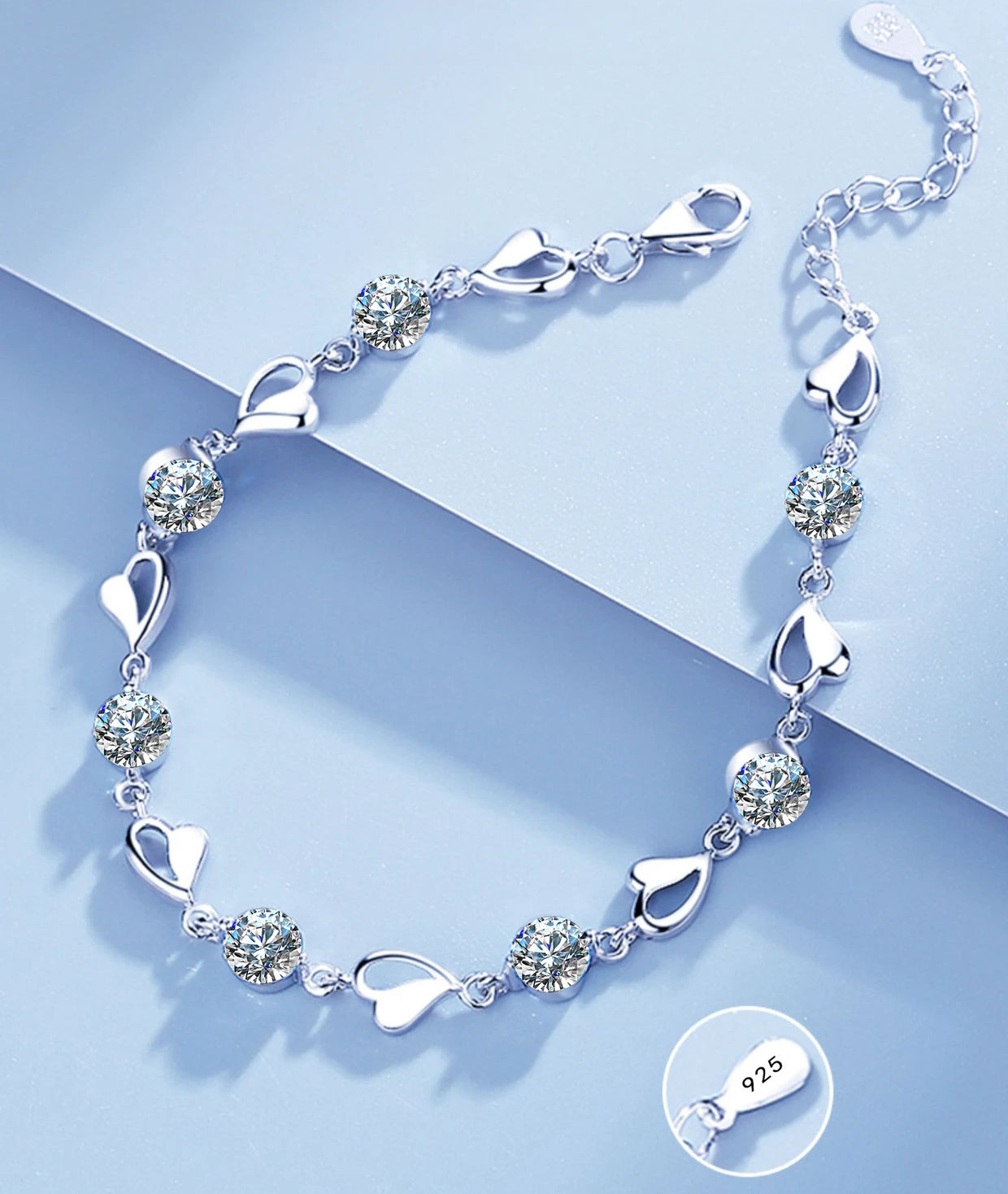 Sterling Silver Crystal Heart Set