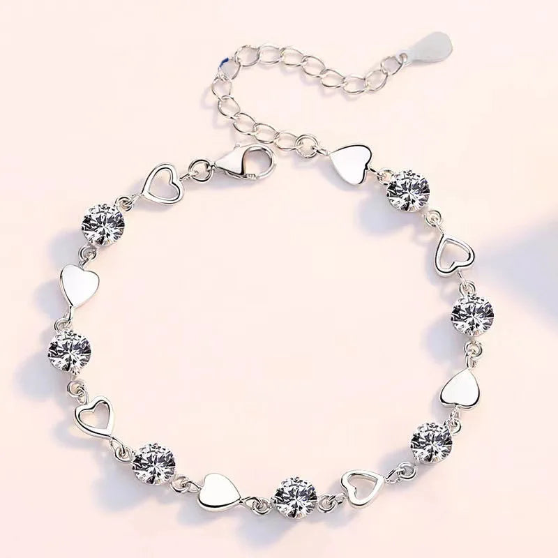 Sterling Silver Crystal Heart Set