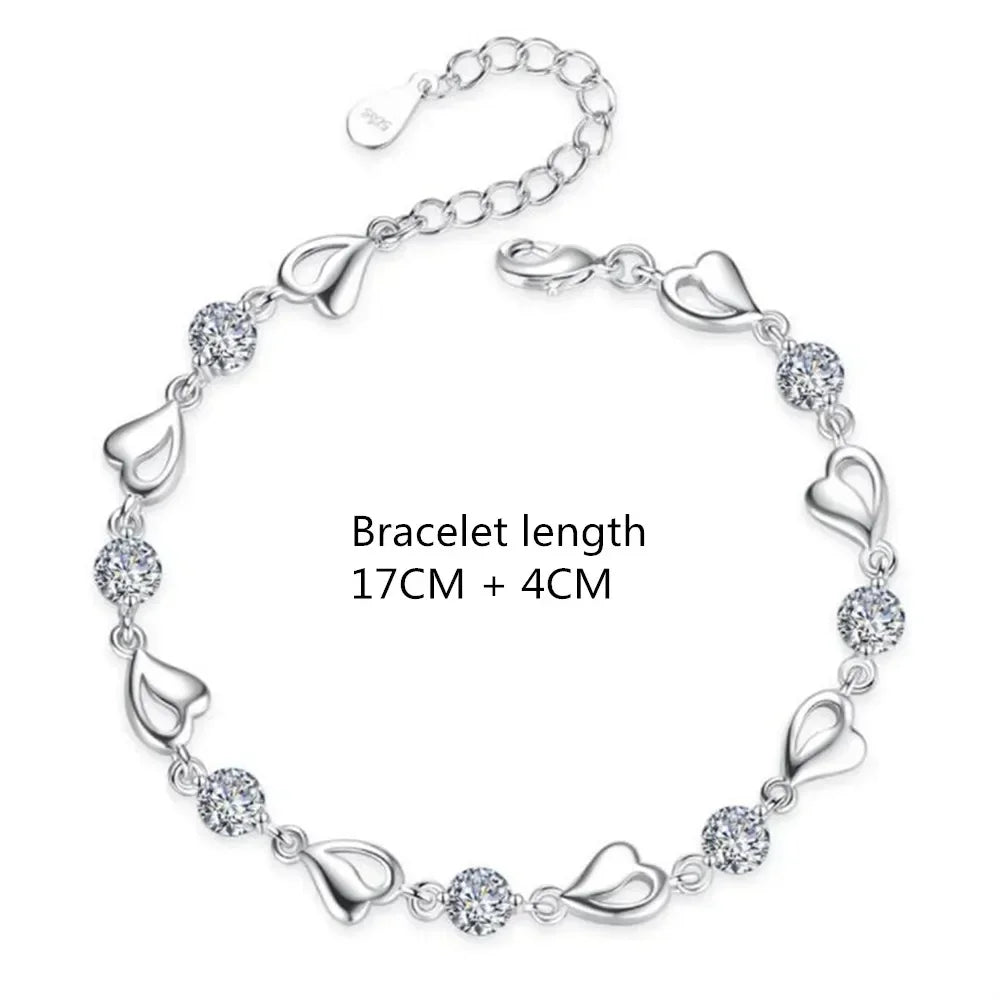 Sterling Silver Crystal Heart Set