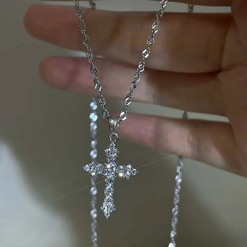 Cross Silver Color Necklace