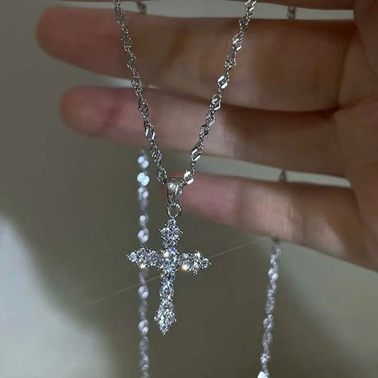 Cross Silver Color Necklace